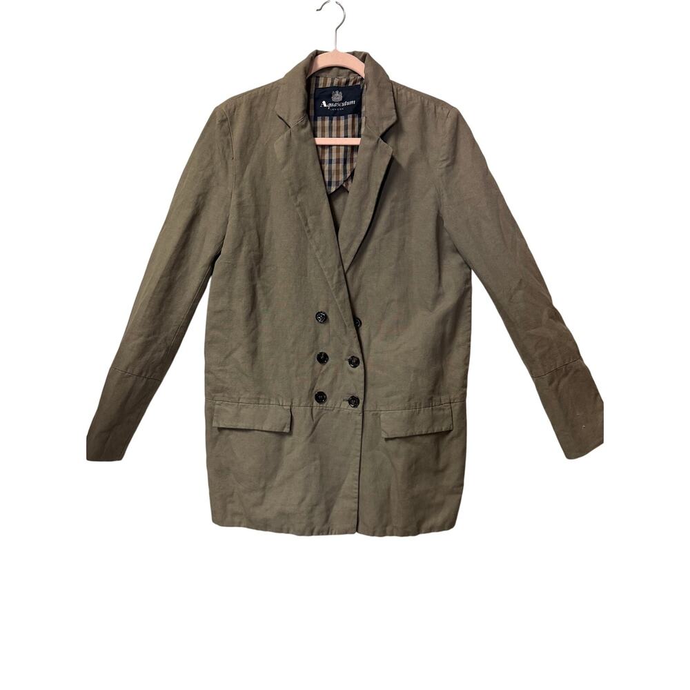 Aquascutum London Women's Khaki Green Double Breasted Coat IT 40 / US 4